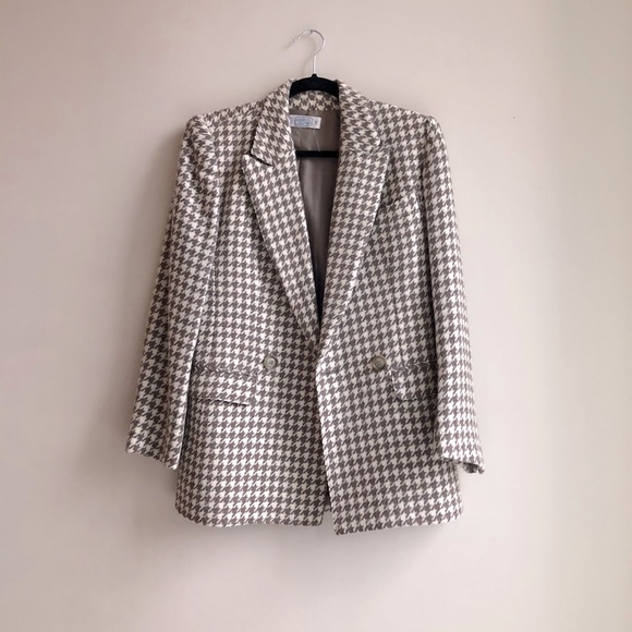 Vintage 70s French Label Gaston Jaunet Plaid Wool Blazer Size34 - Picture 2 of 6